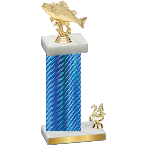Accented Single Blue Carbon Fiber Year Fishing Trophy