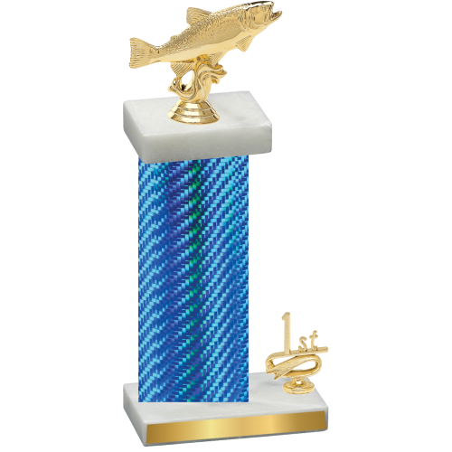 Accented Single Blue Carbon Fiber First Place Fishing Trophy