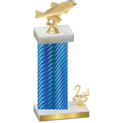 Accented Single Blue Carbon Fiber Second Place Fishing Trophy