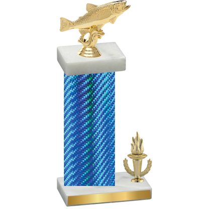 Accented Single Blue Carbon Fiber Victory Fishing Trophy