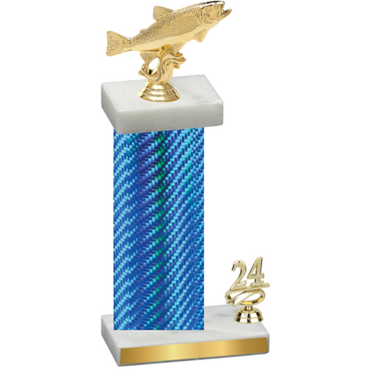 Accented Single Blue Carbon Fiber Year Fishing Trophy