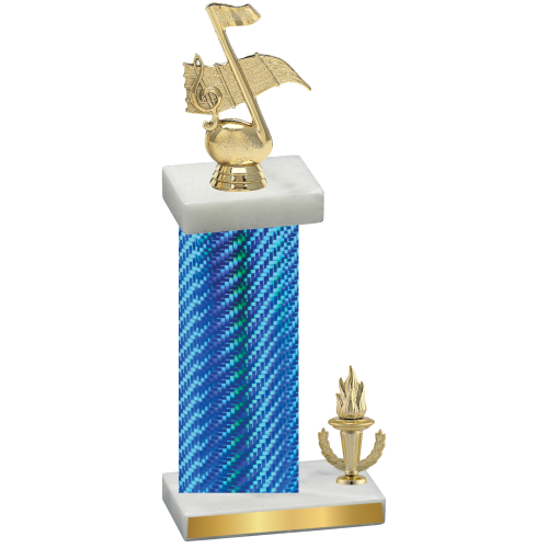 Accented Single Blue Carbon Fiber Victory Music Trophy