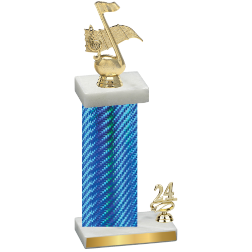 Accented Single Blue Carbon Fiber Year Music Trophy