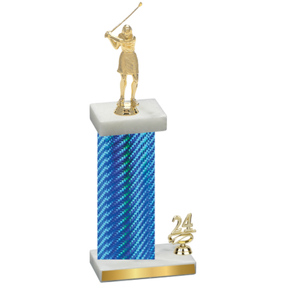 Accented Single Blue Carbon Fiber Year Golf Trophy