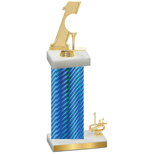 Accented Single Blue Carbon Fiber First Place Golf Trophy