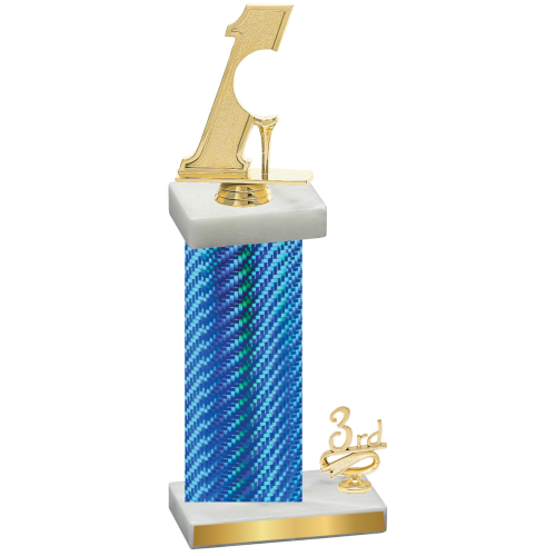 Accented Single Blue Carbon Fiber Third Place Golf Trophy