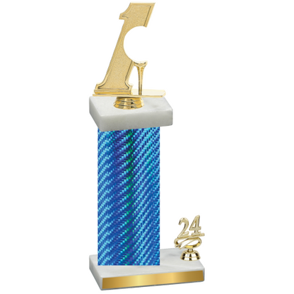 Accented Single Blue Carbon Fiber Year Golf Trophy