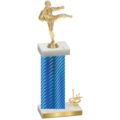 Accented Single Blue Carbon Fiber First Place Karate Trophy