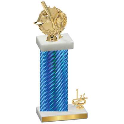 Accented Single Blue Carbon Fiber First Place Baseball Trophy