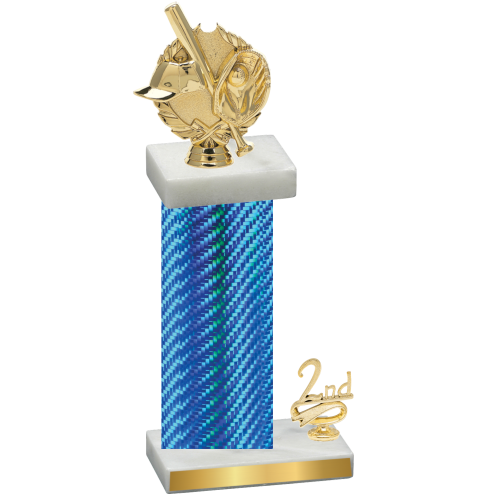 Accented Single Blue Carbon Fiber Second Place Baseball Trophy