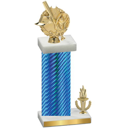 Accented Single Blue Carbon Fiber Victory Baseball Trophy