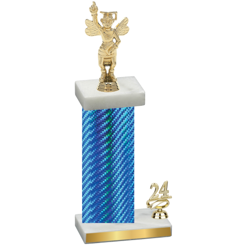 Accented Single Blue Carbon Fiber Year Academics Trophy