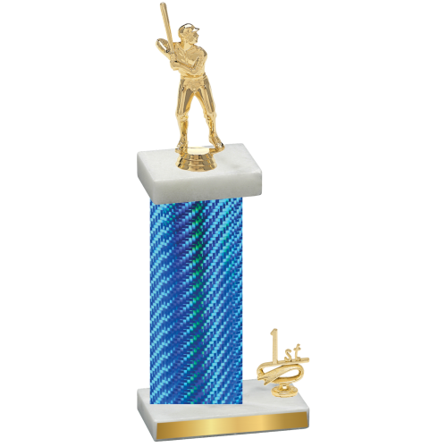 Accented Single Blue Carbon Fiber First Place Baseball Trophy