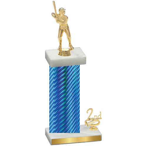 Accented Single Blue Carbon Fiber Second Place Baseball Trophy