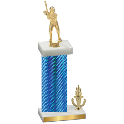 Accented Single Blue Carbon Fiber Victory Baseball Trophy