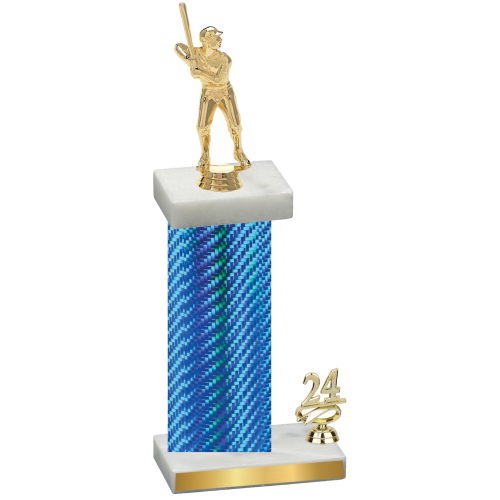 Accented Single Blue Carbon Fiber Year Baseball Trophy