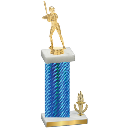 Accented Single Blue Carbon Fiber Victory Softball Trophy