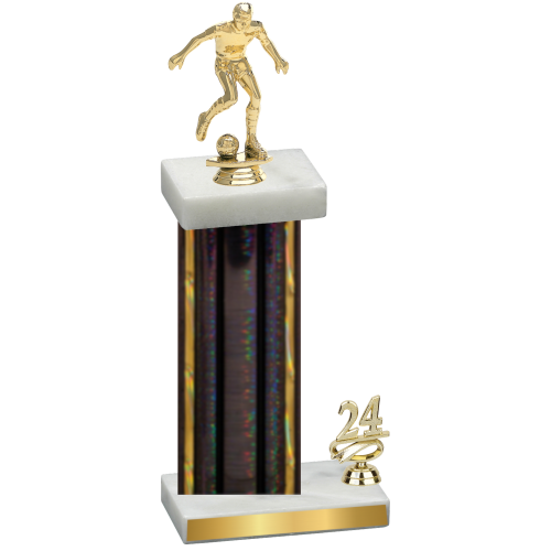 Accented Single Black Glacier Year Soccer Trophy