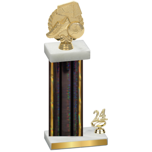 Accented Single Black Glacier Year Soccer Trophy