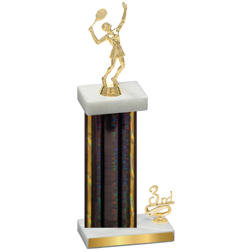 Accented Single Black Glacier Third Place Tennis Trophy