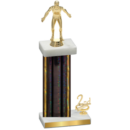 Accented Single Black Glacier Second Place Wrestling Trophy