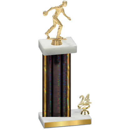 Accented Single Black Glacier Year Bowling Trophy