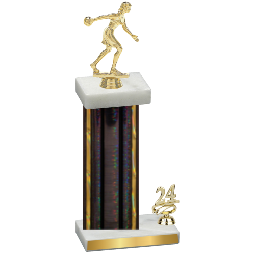 Accented Single Black Glacier Year Bowling Trophy