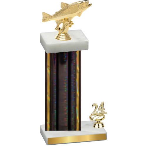 Accented Single Black Glacier Year Fishing Trophy