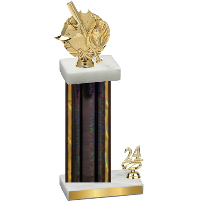 Accented Single Black Glacier Year Baseball Trophy