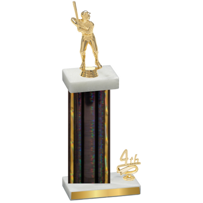 Accented Single Black Glacier Fourth Place Baseball Trophy