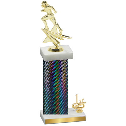 Accented Single Black Carbon Fiber First Place Football Trophy