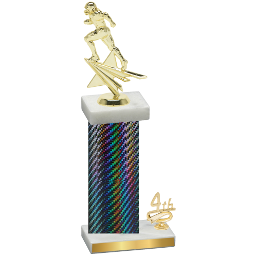 Accented Single Black Carbon Fiber Fourth Place Football Trophy