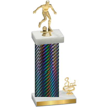 Accented Single Black Carbon Fiber Third Place Soccer Trophy