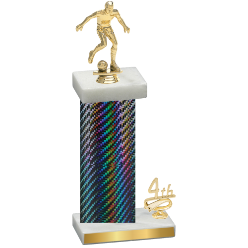 Accented Single Black Carbon Fiber Fourth Place Soccer Trophy