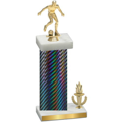 Accented Single Black Carbon Fiber Victory Soccer Trophy