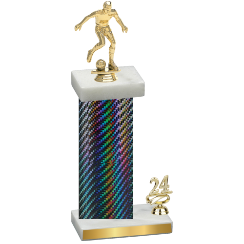 Accented Single Black Carbon Fiber Year Soccer Trophy