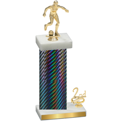 Accented Single Black Carbon Fiber Second Place Soccer Trophy