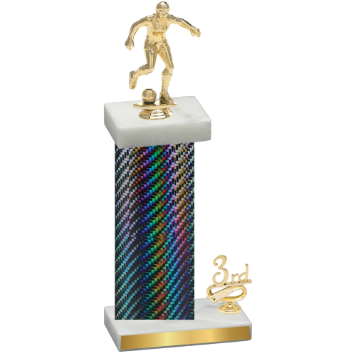 Accented Single Black Carbon Fiber Third Place Soccer Trophy