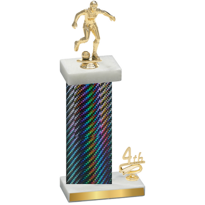 Accented Single Black Carbon Fiber Fourth Place Soccer Trophy