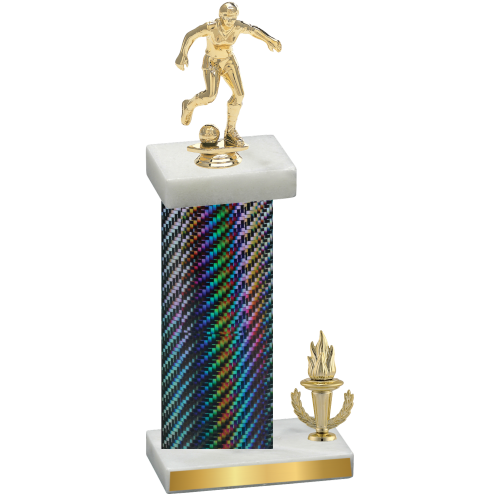 Accented Single Black Carbon Fiber Victory Soccer Trophy