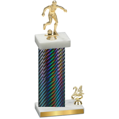 Accented Single Black Carbon Fiber Year Soccer Trophy