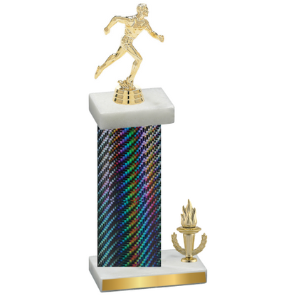 Accented Single Black Carbon Fiber Victory Running Trophy