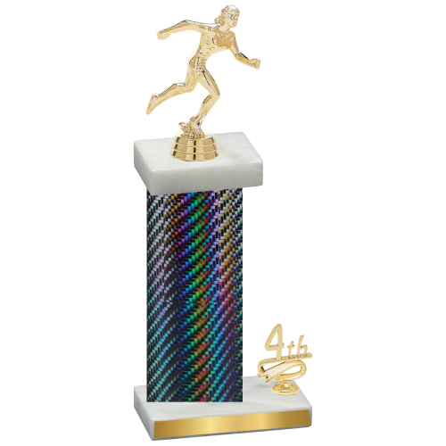 Accented Single Black Carbon Fiber Fourth Place Running Trophy