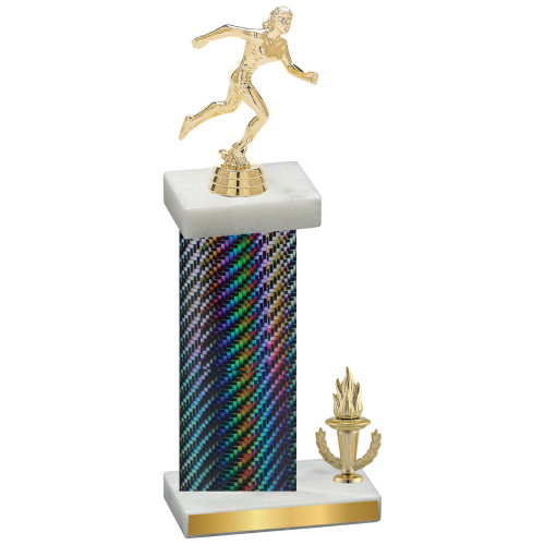 Accented Single Black Carbon Fiber Victory Running Trophy