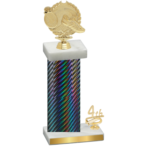 Accented Single Black Carbon Fiber Fourth Place Running Trophy