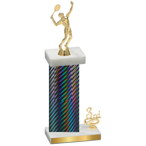 Accented Single Black Carbon Fiber Third Place Tennis Trophy