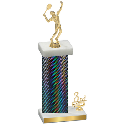 Accented Single Black Carbon Fiber Third Place Tennis Trophy