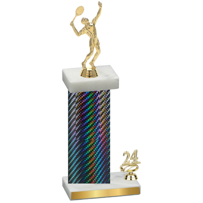 Accented Single Black Carbon Fiber Year Tennis Trophy