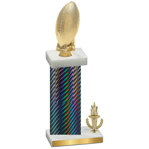 Accented Single Black Carbon Fiber Victory Football Trophy