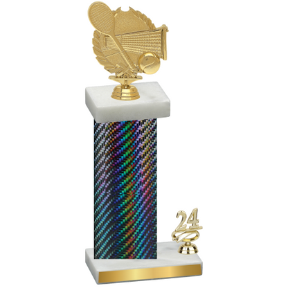 Accented Single Black Carbon Fiber Year Tennis Trophy